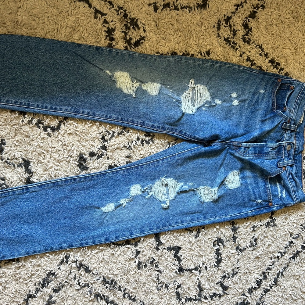 Levi's Distressed Straight Leg Blue Jeans